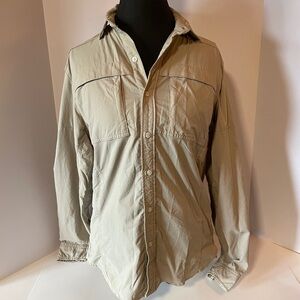 REI Women's Tan Button Down safari shirt